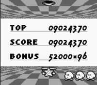 une photo d'Ã©cran de Kirby s Pinball Land sur Nintendo Game Boy